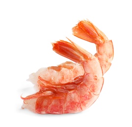 Photo of Fresh shrimps on white background