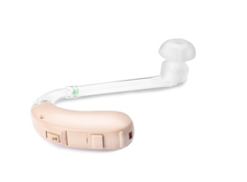 Hearing aid on white background. Medical device