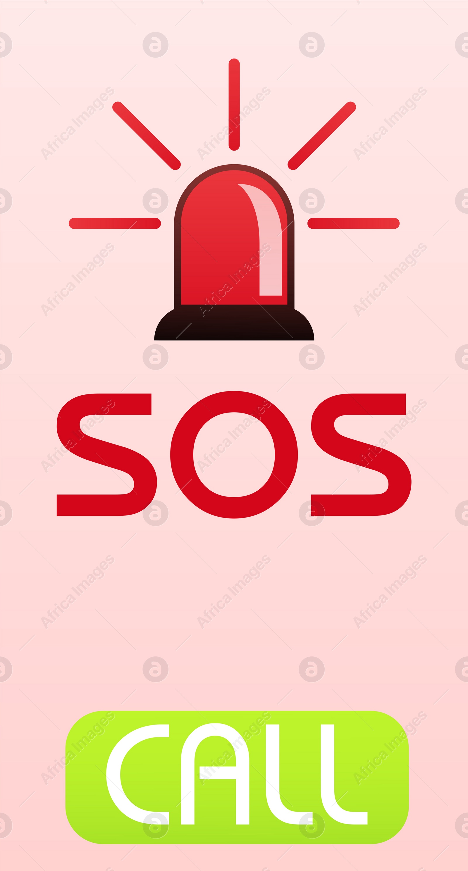 Illustration of Emergency call SOS on smartphone screen, illustration