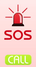 Illustration of Emergency call SOS on smartphone screen, illustration