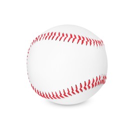 One baseball ball with stitches isolated on white