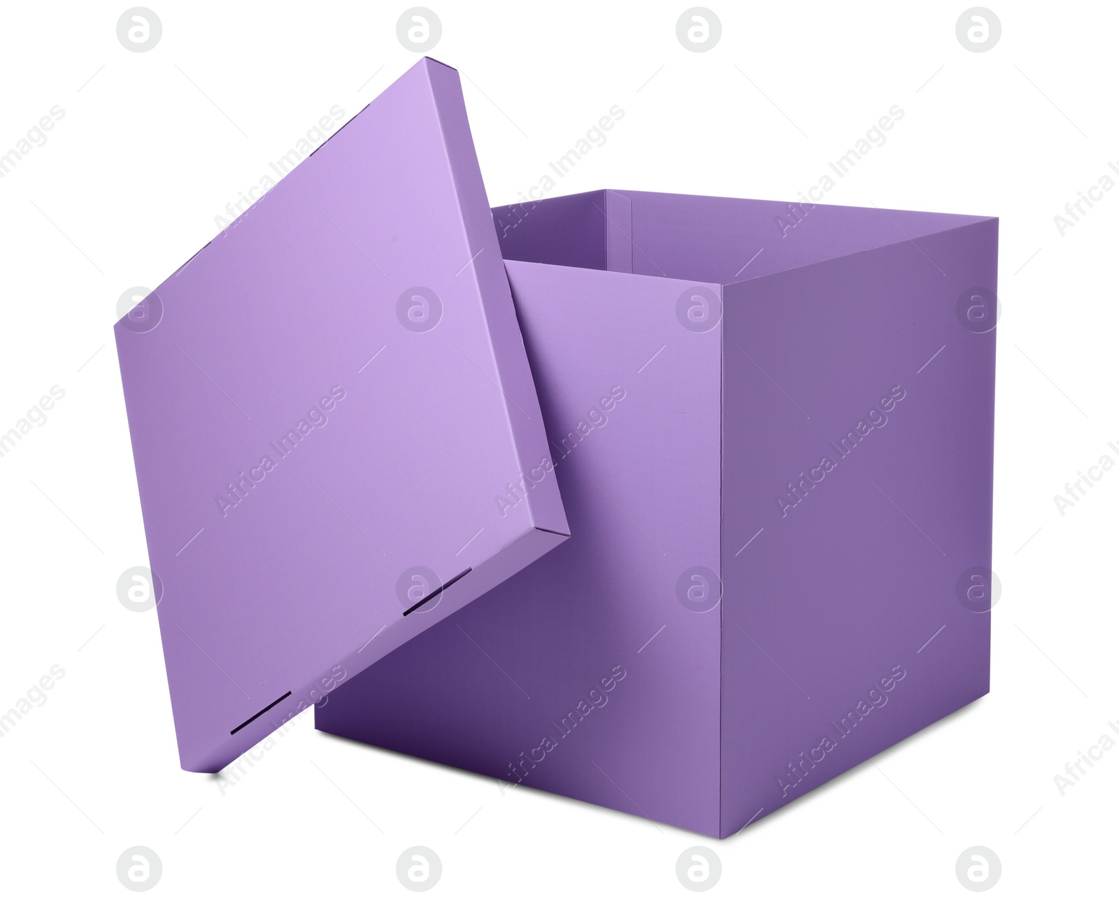 Photo of Lilac gift box with cap isolated on white