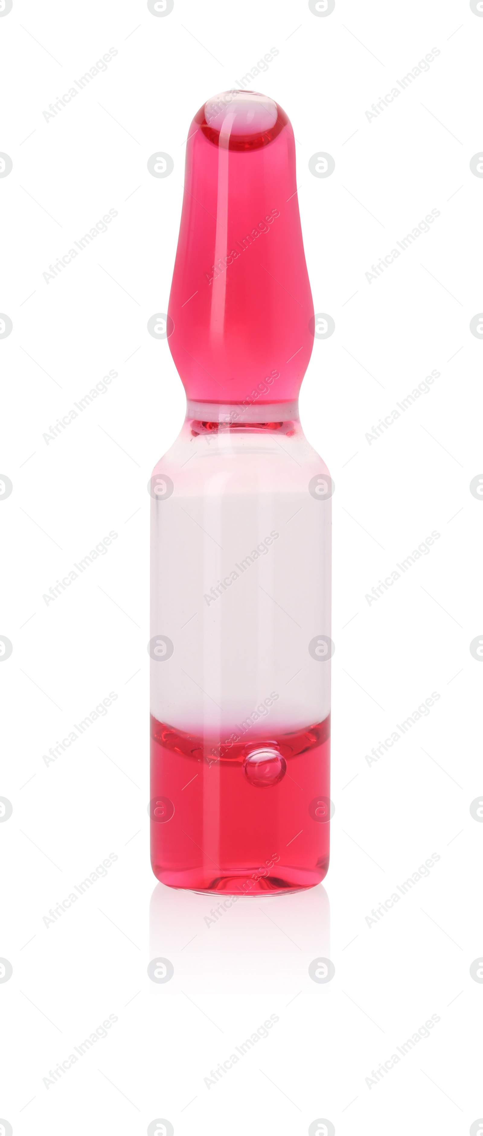 Photo of One glass ampoule with liquid isolated on white