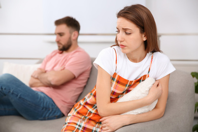 Couple with problems in relationship at home