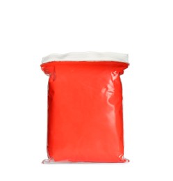 Photo of Package of red play dough isolated on white