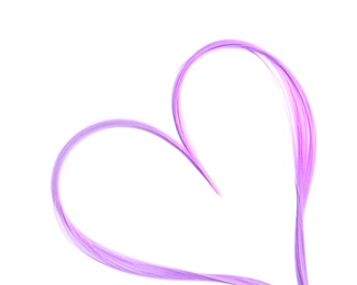 Photo of Heart made of color hair locks on white background