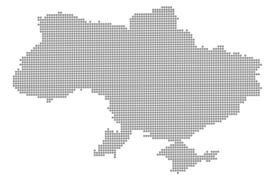 Illustration of Ukraine outline spanned with dots on white background, illustration