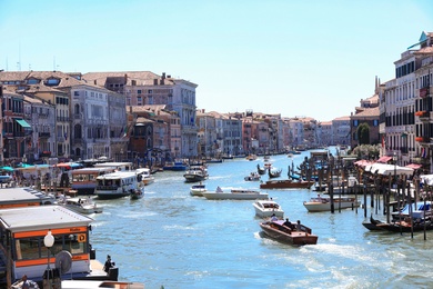 Photo of VENICE, ITALY - JUNE 13, 2019: Picturesque view of Grand Canal. Grand Canal is most famous channel in city