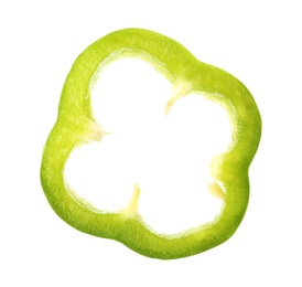 Slice of ripe bell pepper on white background