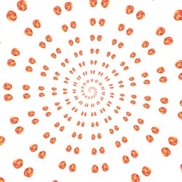 Image of Whirl of many hard candies on white background