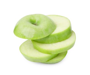 Sliced ripe green apple isolated on white