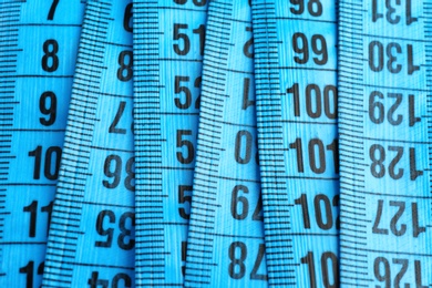 Different measuring tapes, closeup