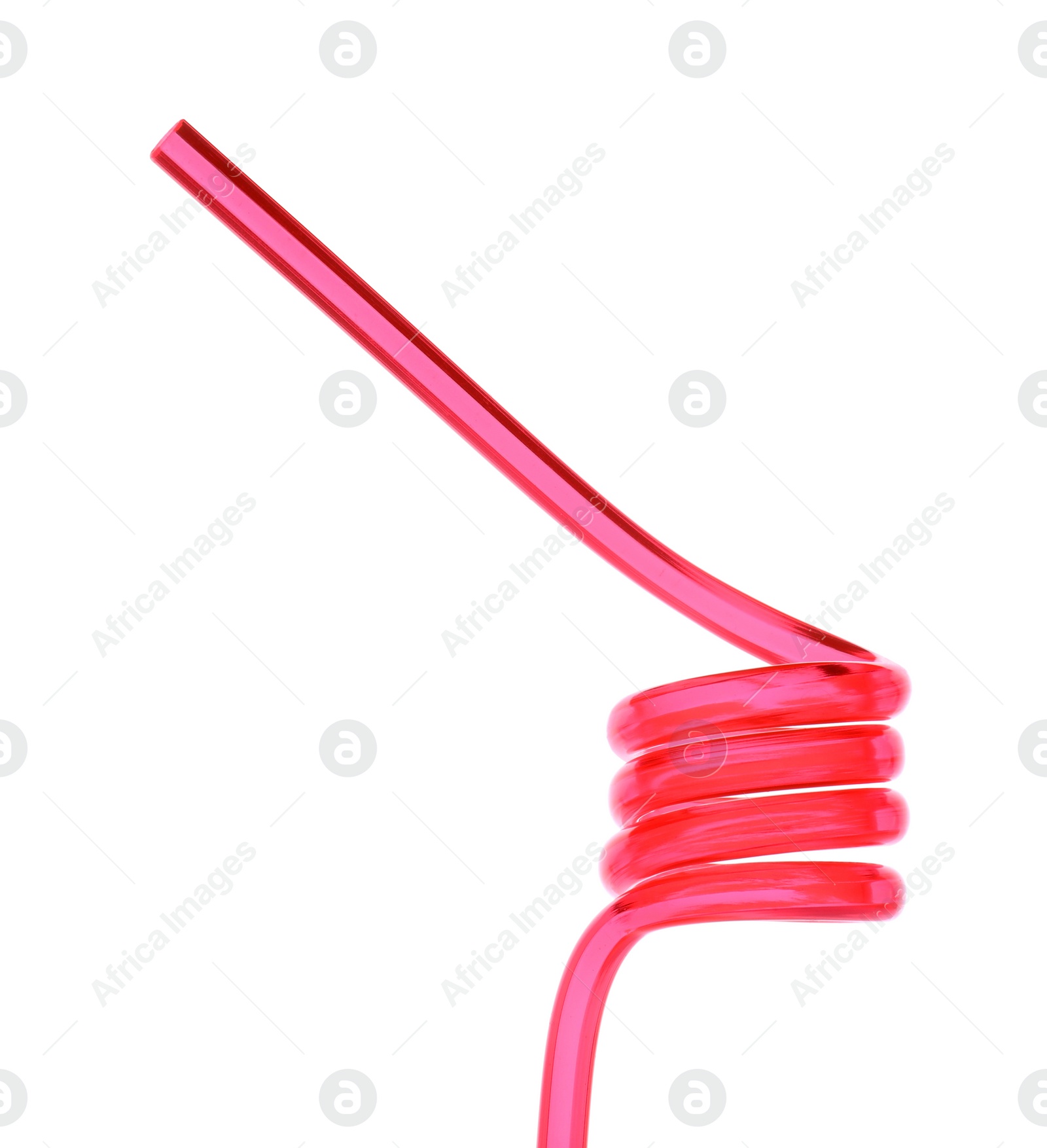 Photo of Plastic red cocktail tube isolated on white