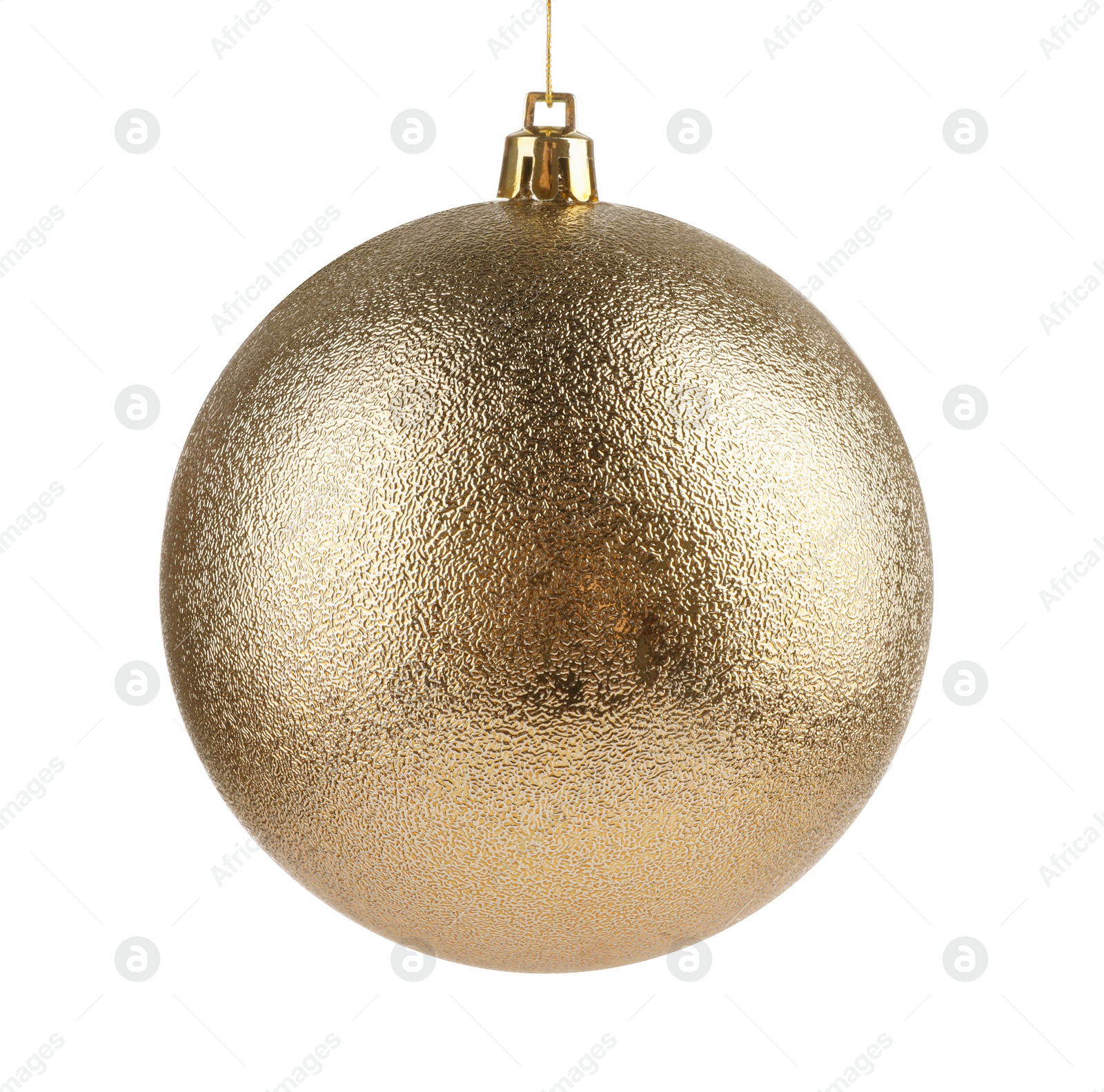 Photo of Beautiful golden Christmas ball isolated on white