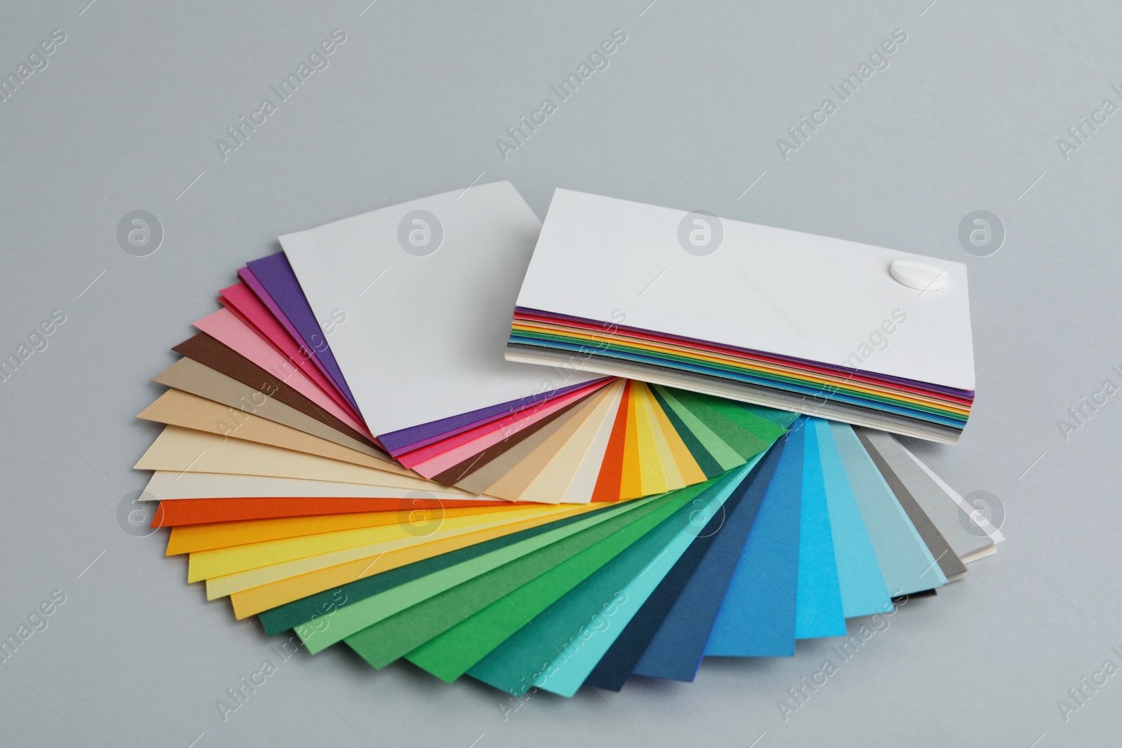 Photo of Color palettes on light grey background. Professional samples