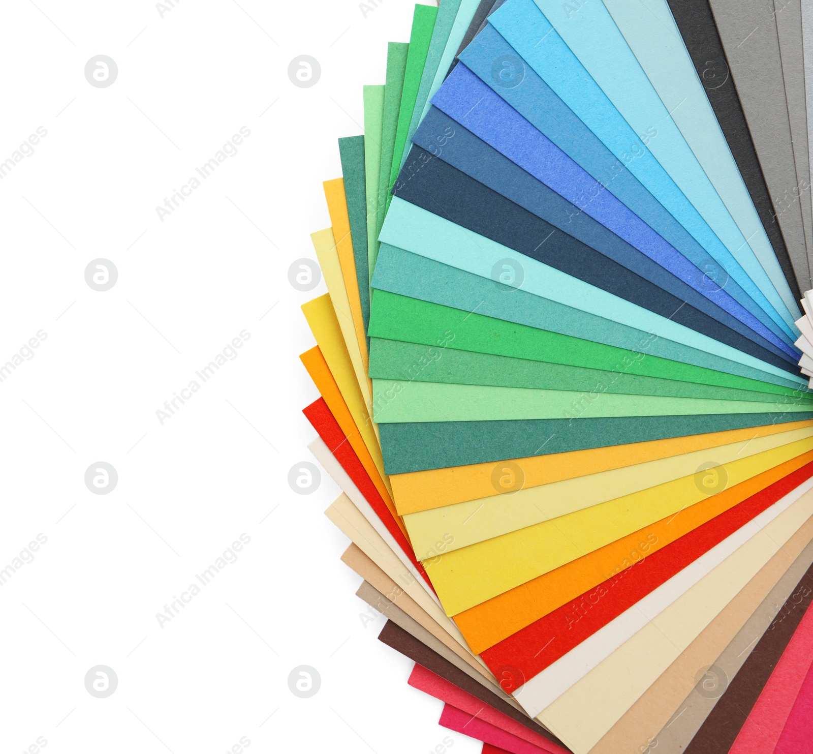 Photo of Color palette samples isolated on white, top view