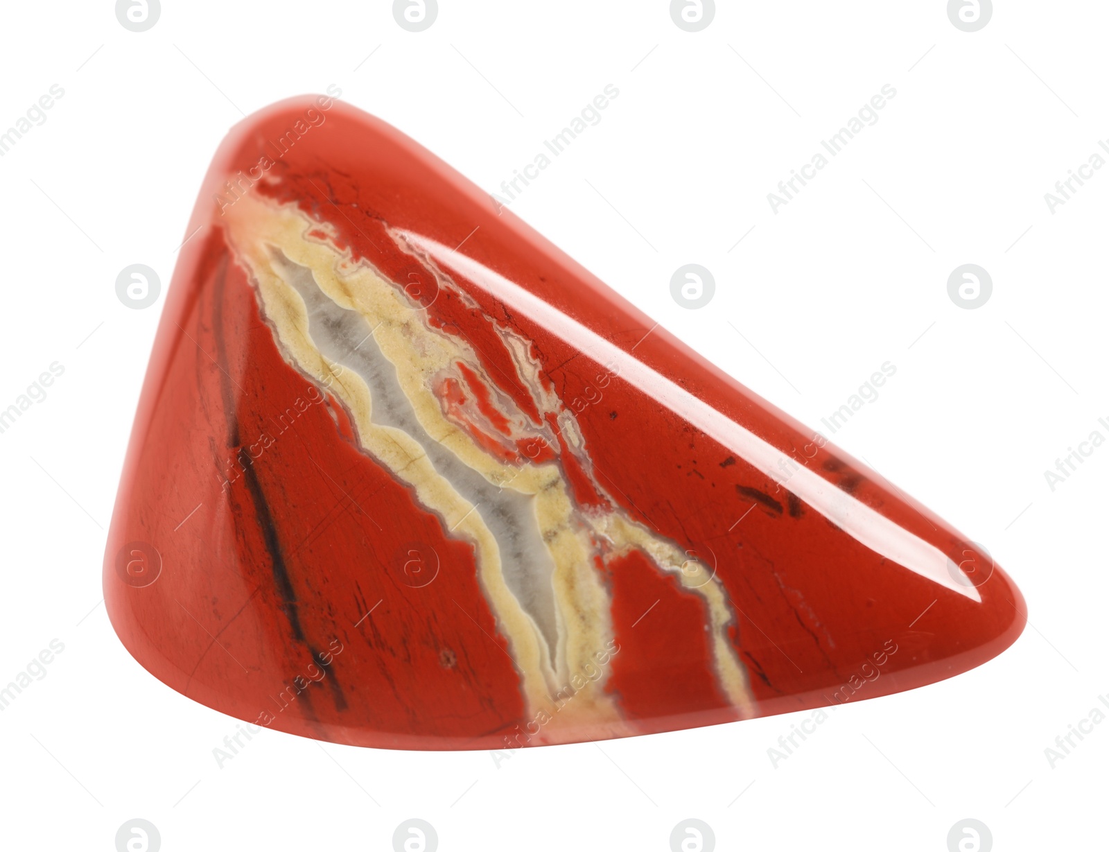 Photo of Beautiful red jade gemstone on white background