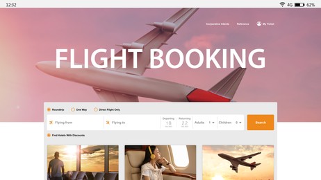 Image of Online flight booking website interface with information
