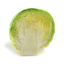 Photo of Fresh cut Brussels sprout on white background