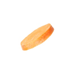 Slice of ripe carrot on white background