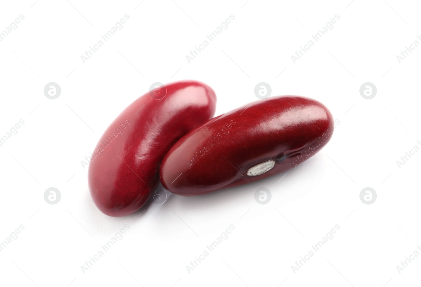 Photo of Two red kidney beans on white background