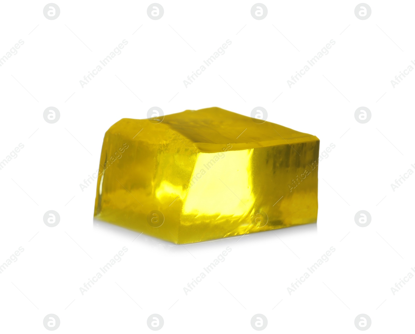 Photo of Tasty natural jelly cube isolated on white