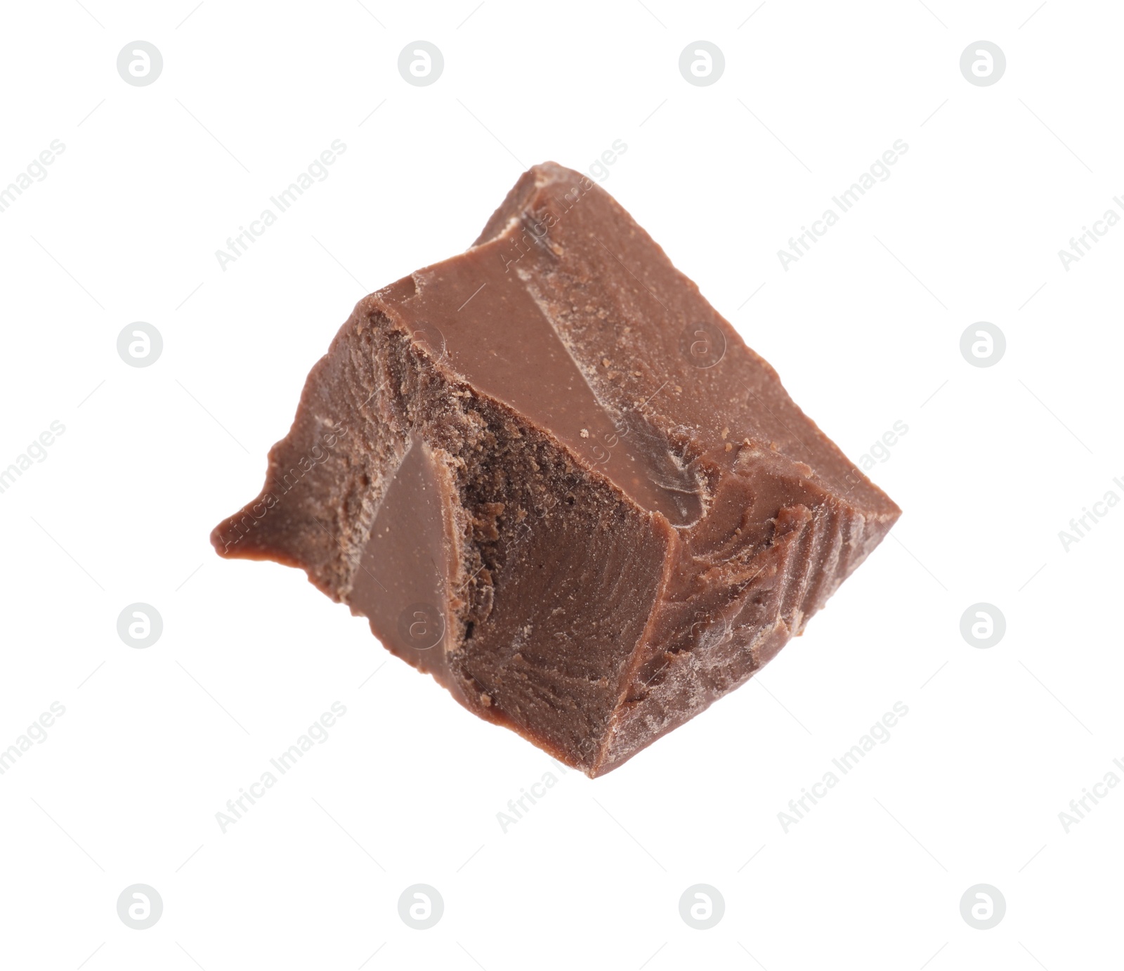 Photo of Piece of tasty milk chocolate isolated on white