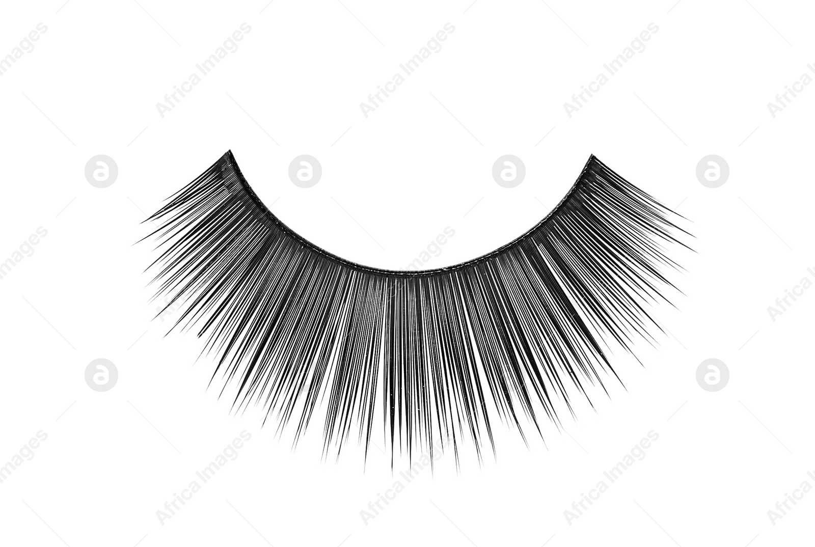 Photo of Fake eyelashes on white background, top view. Makeup product