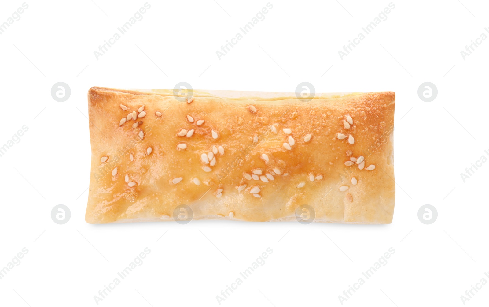 Photo of Delicious fresh puff pastry isolated on white, top view