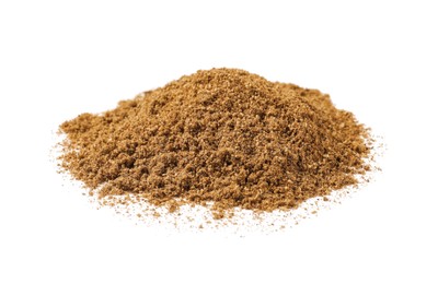 Heap of aromatic caraway (Persian cumin) powder isolated on white