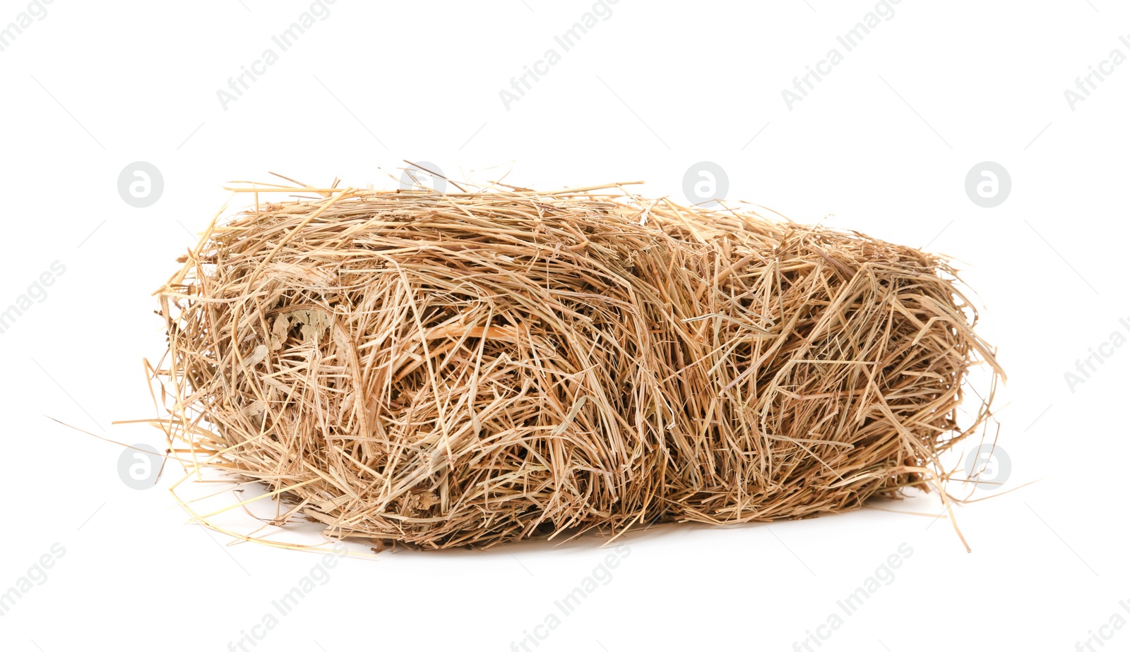 Photo of Small dried hay bale on white background