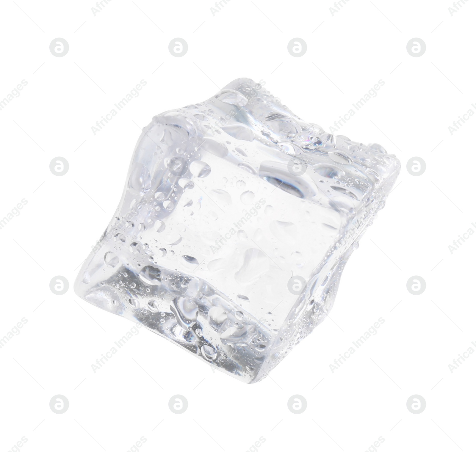 Photo of One crystal clear ice cube isolated on white