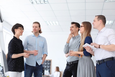 Young people having business training in office