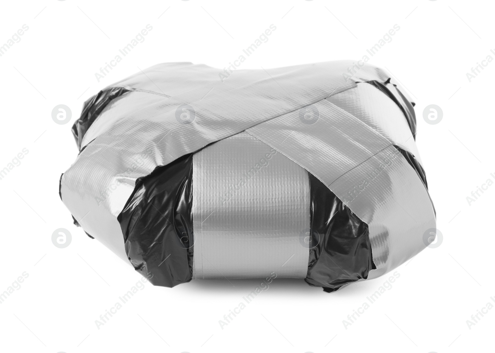 Photo of Package with narcotics isolated on white. Drug addiction