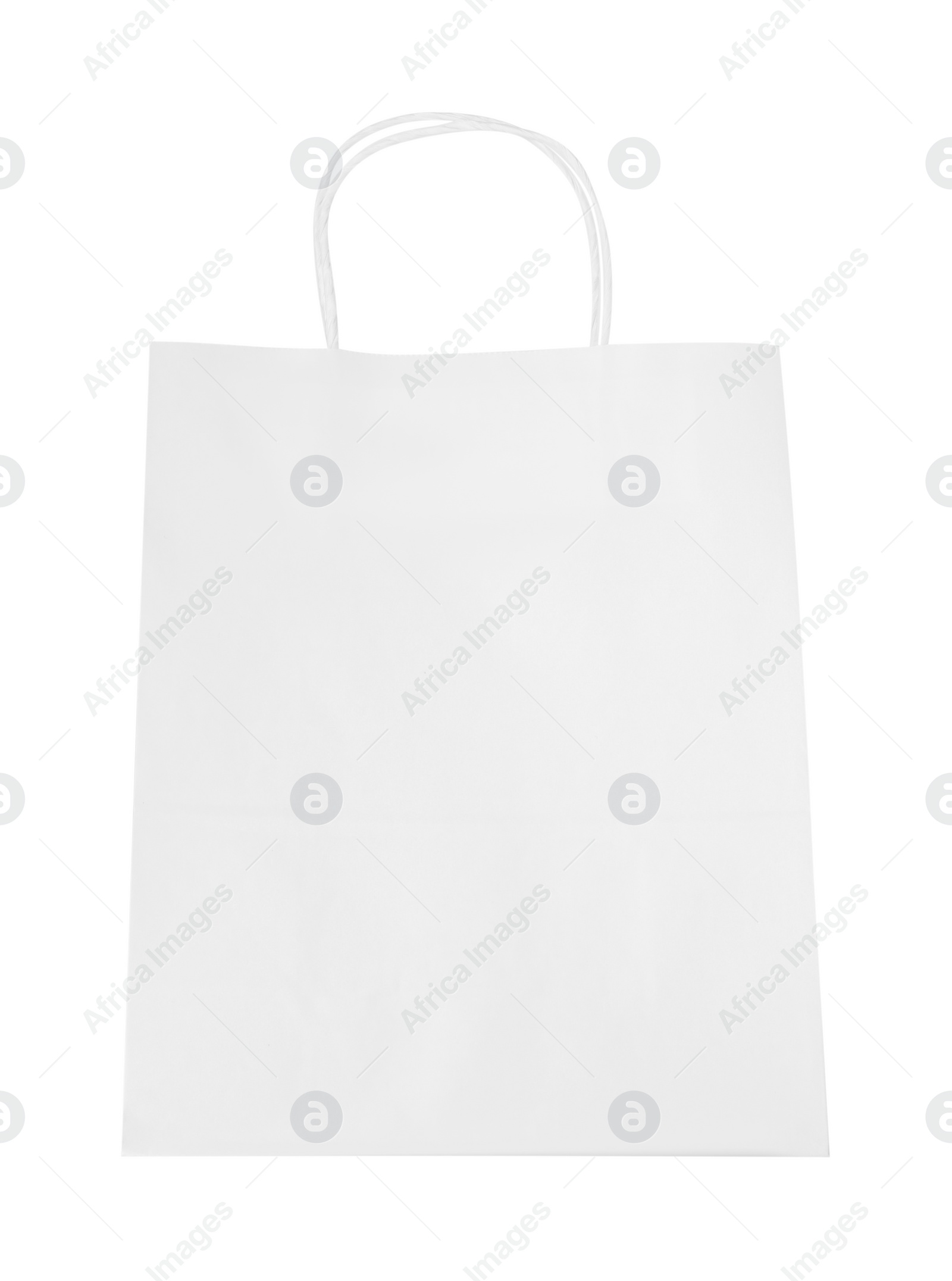 Photo of One paper bag isolated on white, top view