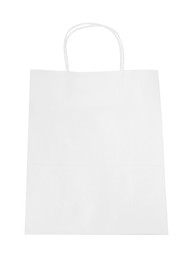 Photo of One paper bag isolated on white, top view