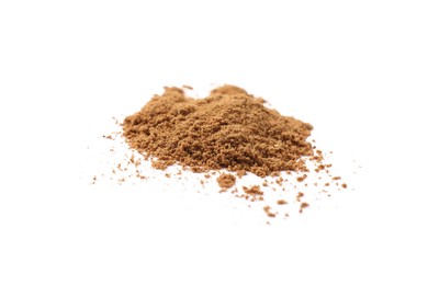Dry aromatic cinnamon powder isolated on white
