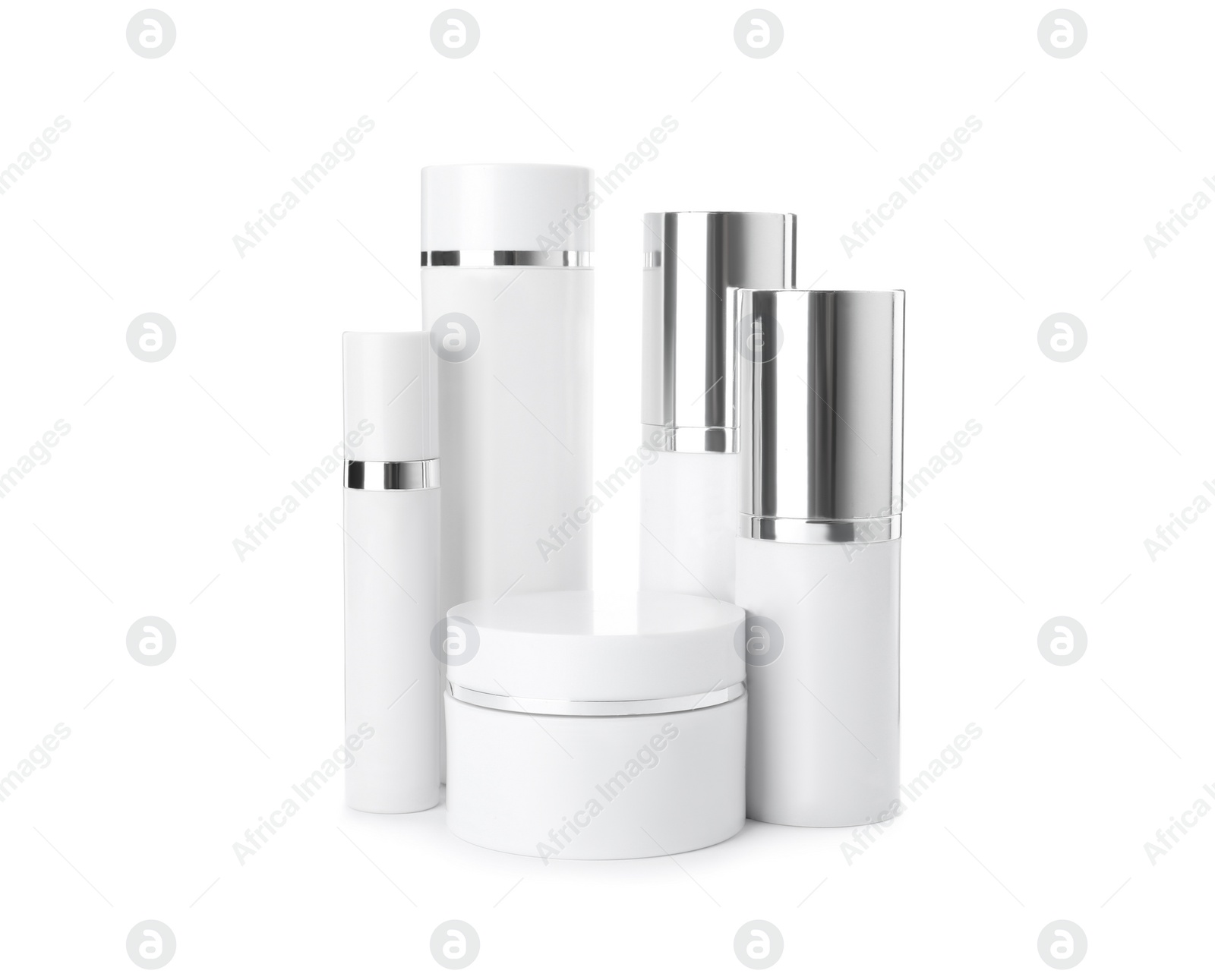 Photo of Set of luxury cosmetic products on white background