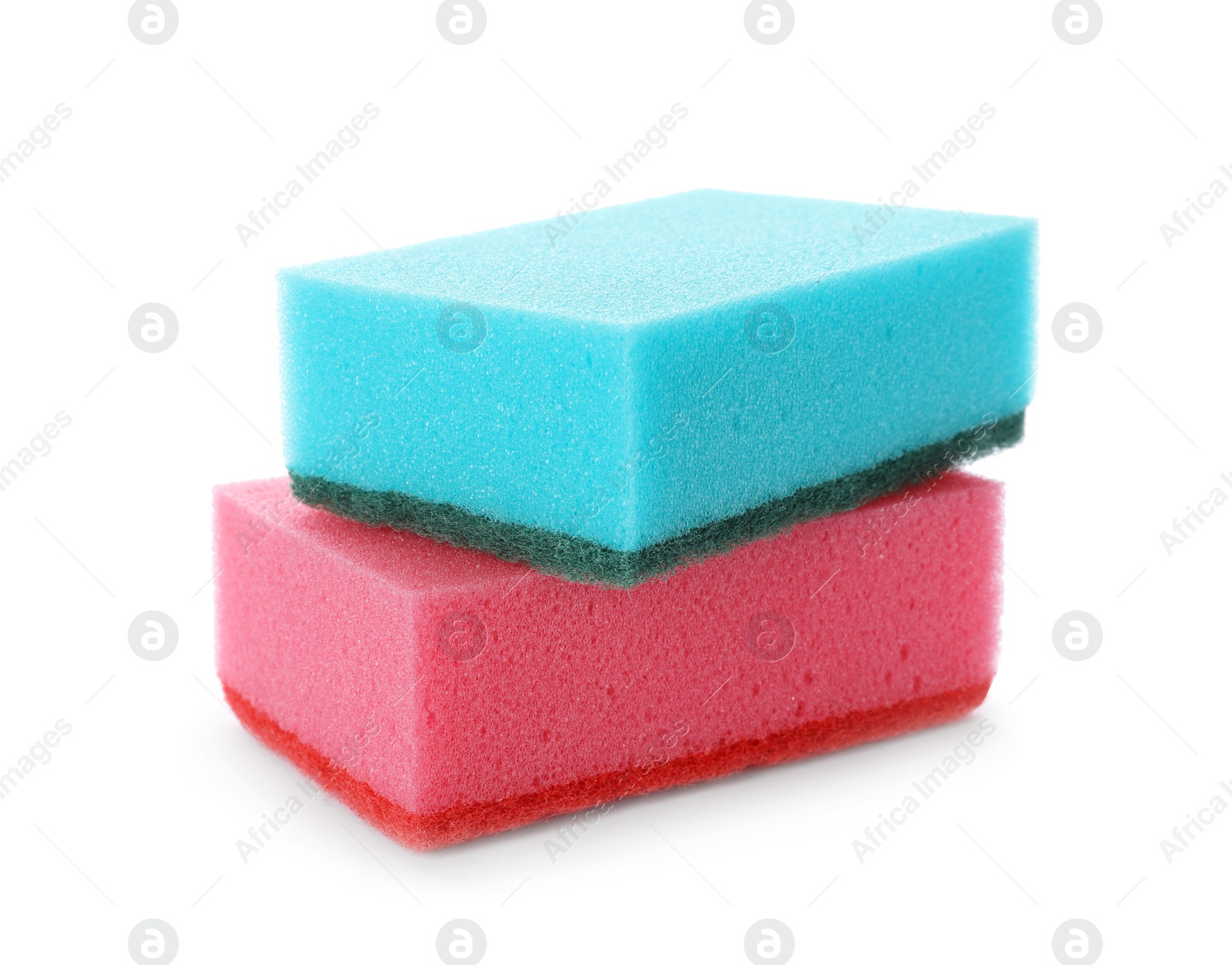 Photo of Cleaning sponges for dish washing on white background