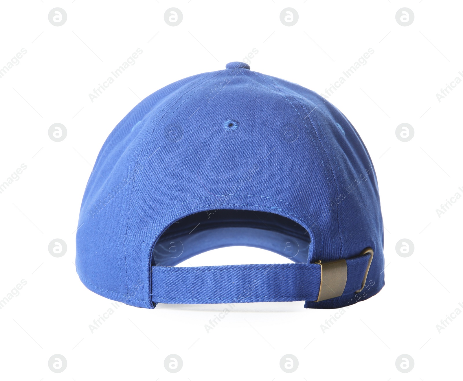 Photo of Stylish blue baseball cap isolated on white