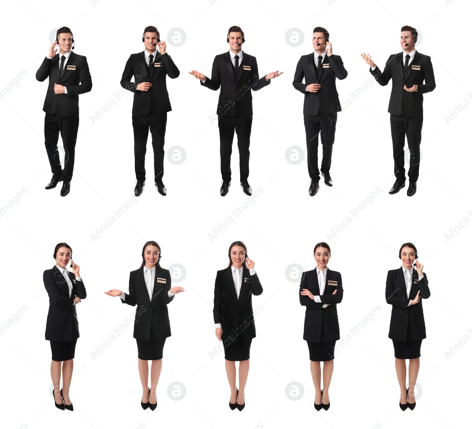 Image of Collage with photos of receptionists on white background