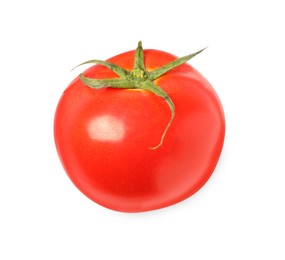 Fresh ripe tomato isolated on white, top view