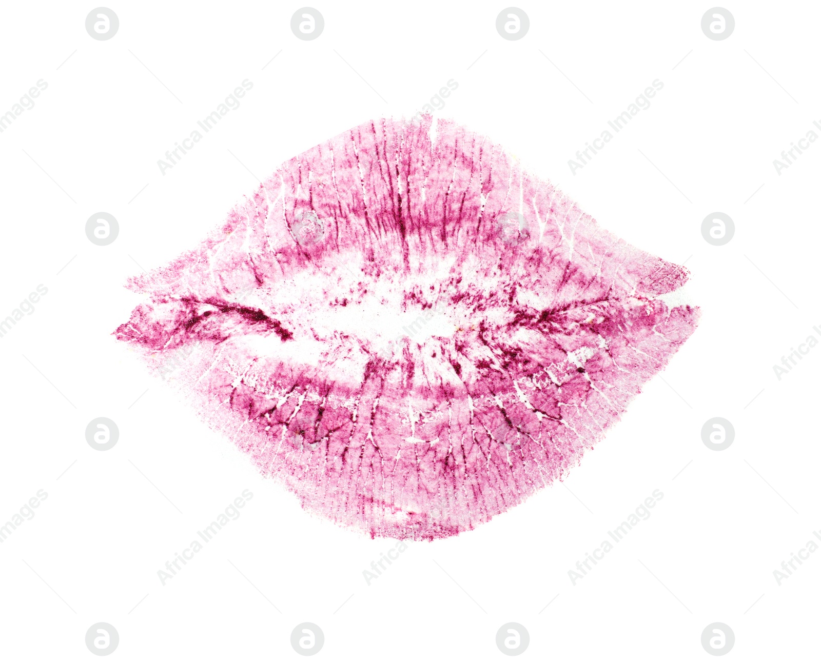 Photo of Color lipstick kiss mark on white background