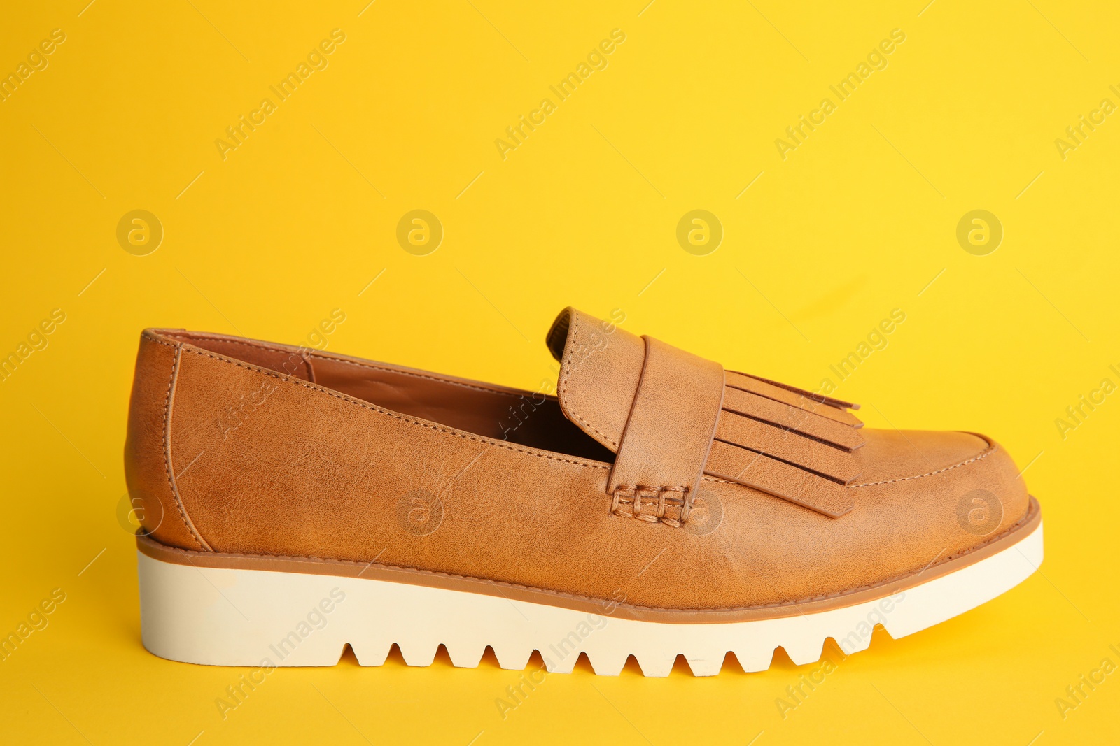 Photo of Female shoe on color background