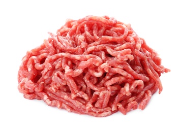 Fresh raw minced meat on white background