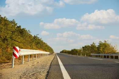 Beautiful view of empty asphalt highway. Road trip