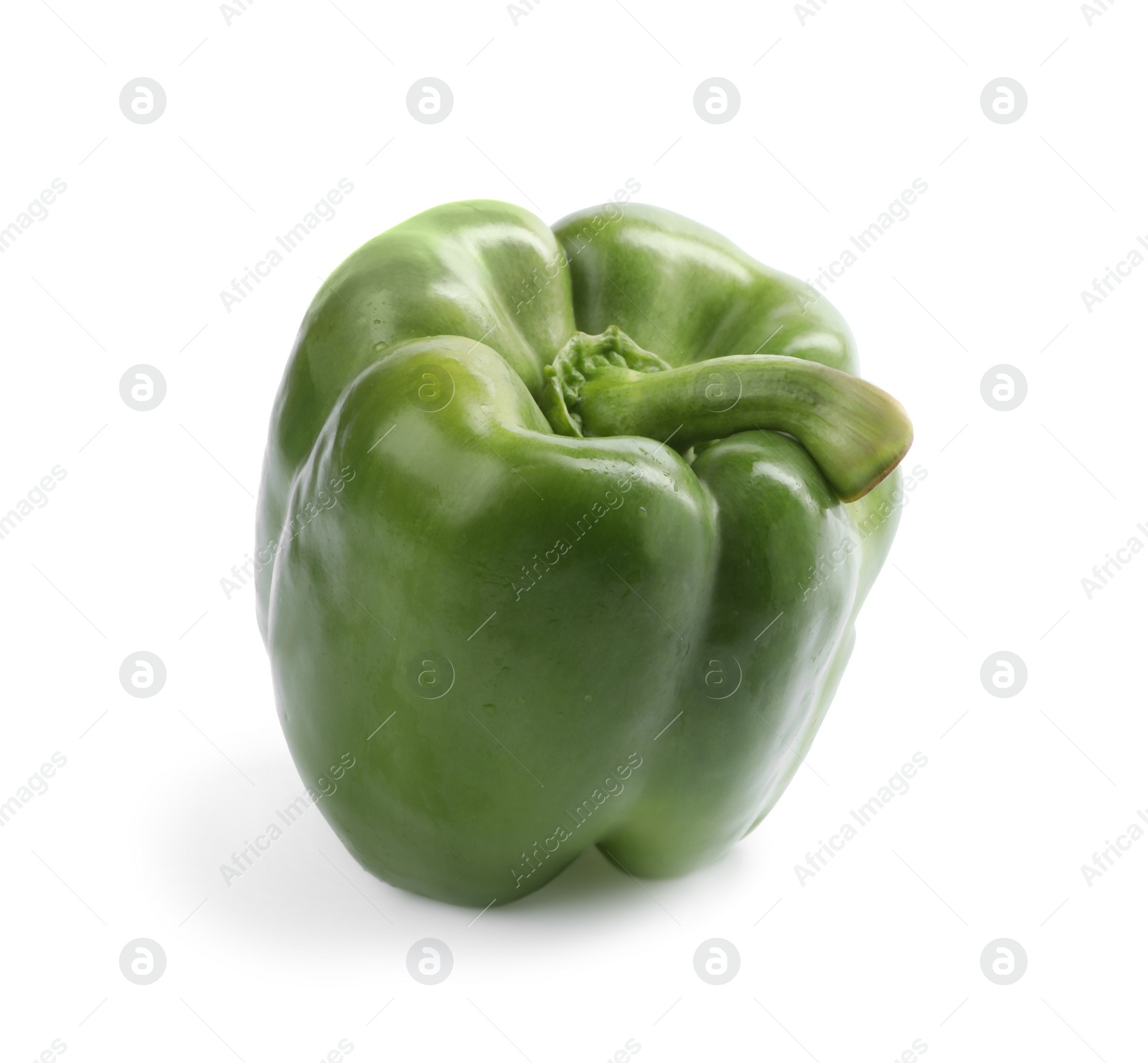 Photo of Fresh ripe green bell pepper isolated on white