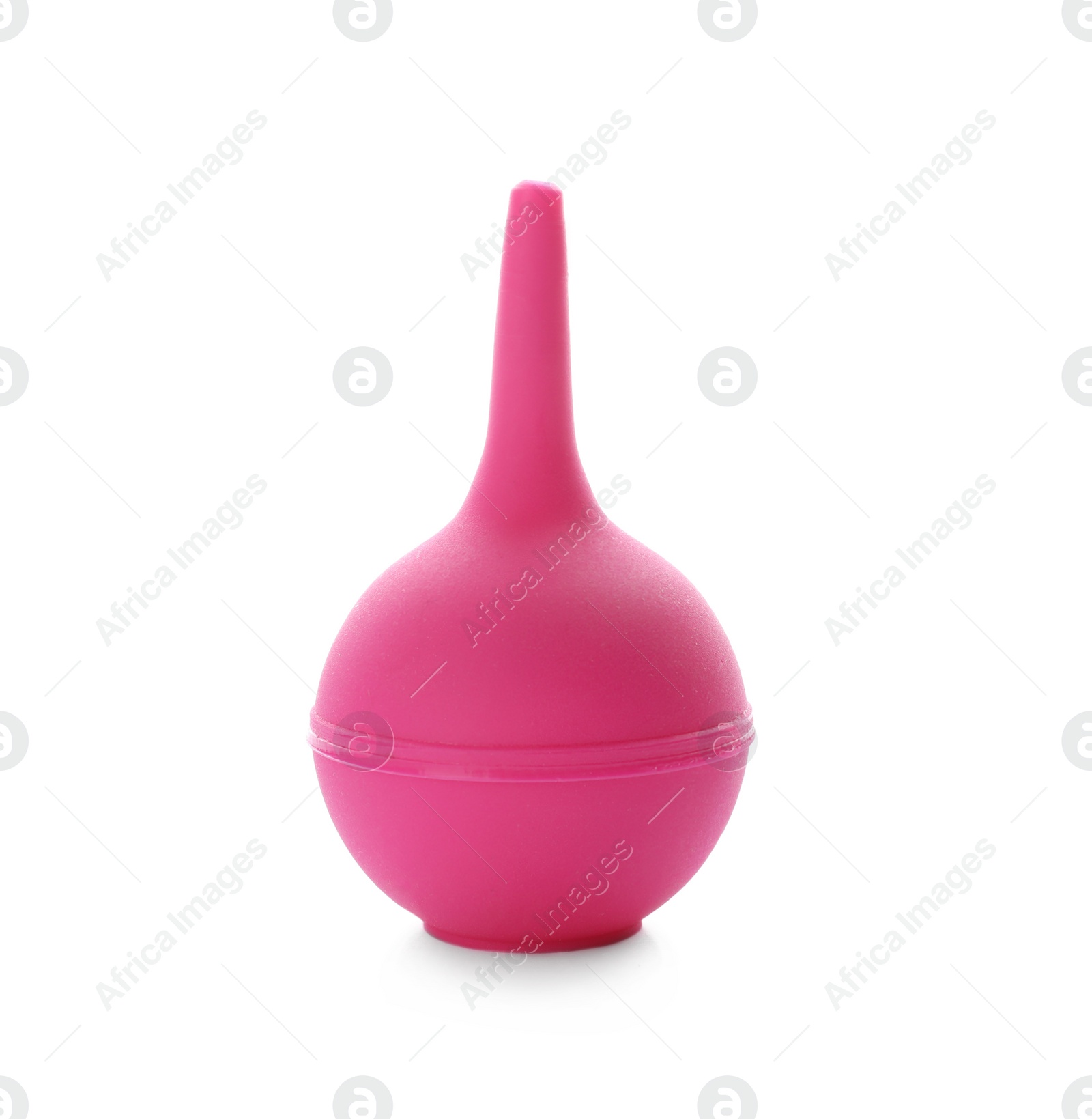 Photo of Pink enema on white background. Medical treatment