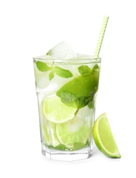 Photo of Delicious mojito in glass isolated on white