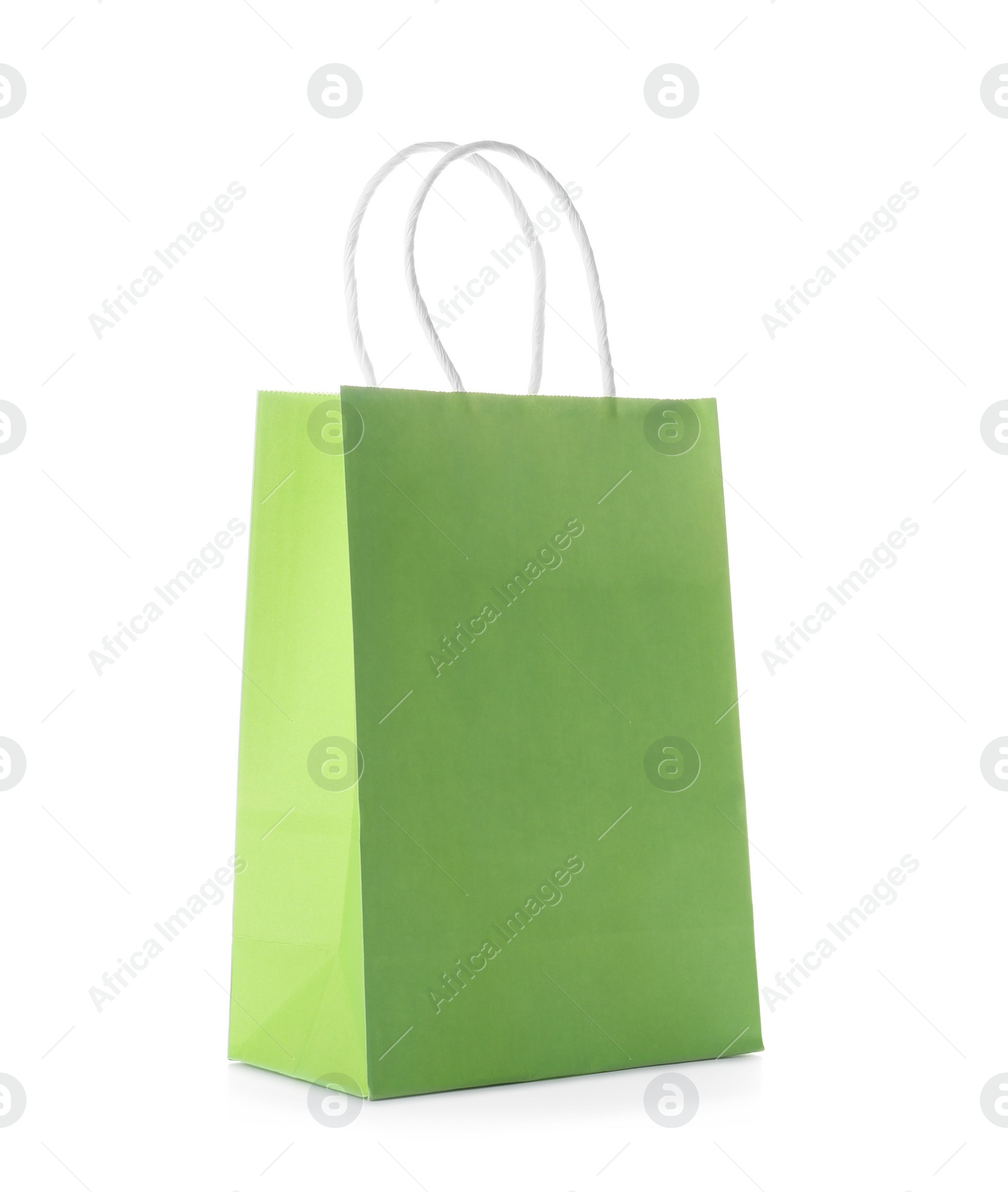 Photo of Mockup of paper shopping bag on white background